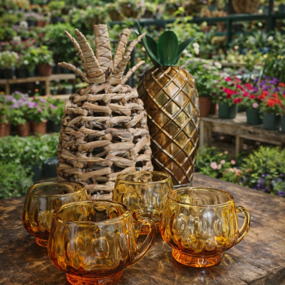 Amber Glass Mug Set